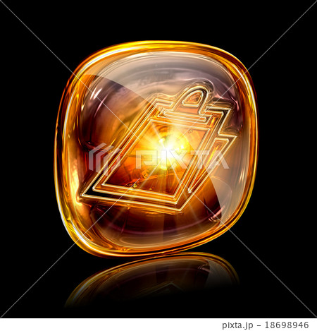 clipboard icon amber, isolated on black background 18698946