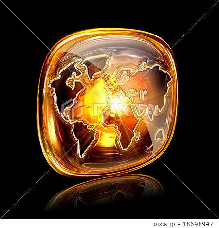 globe icon amber, isolated on black background 18698947