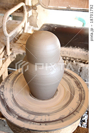 Soils or clay are blended into pot. 18701792