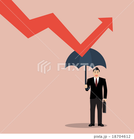 businessman holding umbrella protect graph down 18704612