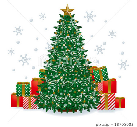 クリスマスツリーとプレゼントイラストのイラスト素材 18705003 Pixta