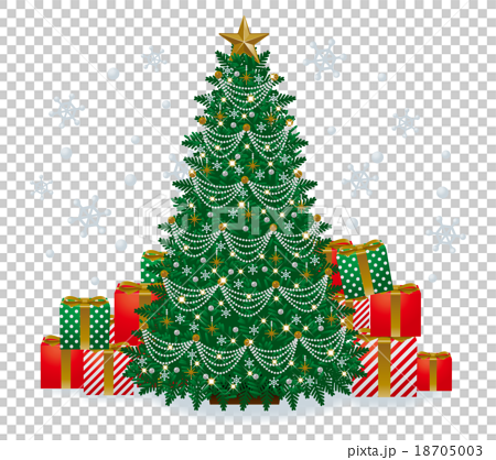 クリスマスツリーとプレゼントイラストのイラスト素材