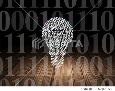 Business concept: Light Bulb in grunge dark room 18707151