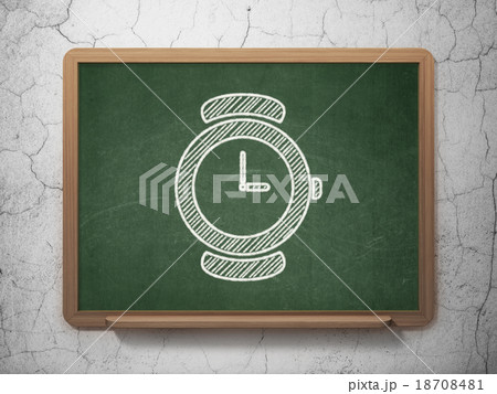 Timeline concept: Watch on chalkboard background Timeline concept: Watch on chalkboard background 18708481