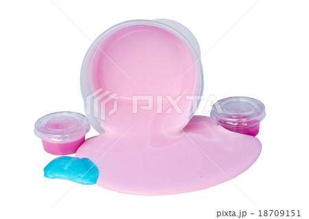 slime spill out from plastic box isolated on white slime spill out from plastic box isolated on white 18709151