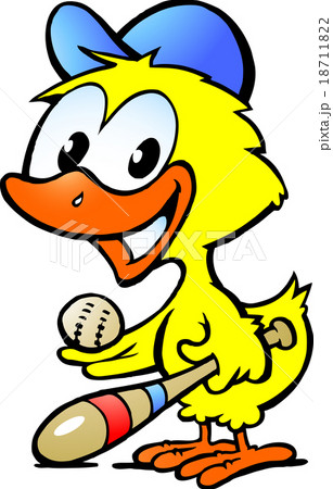 Cute chicken baby with bassball equipment 18711822