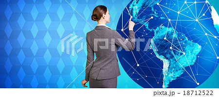 Woman stands near big earth Woman stands near big earth 18712522
