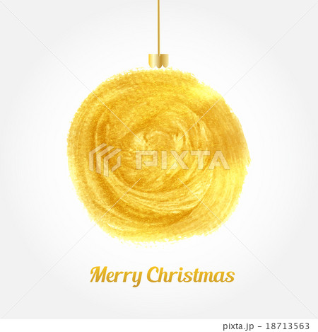 Golden watercolor painted vector Christmas ball 18713563