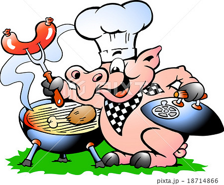 Illustration Of A Chef Pig Standing And Making qのイラスト素材