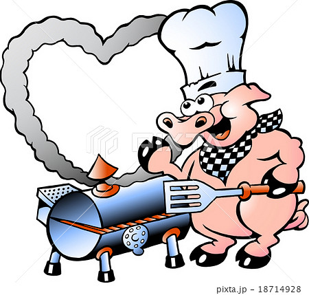 Vector illustration of an Chef Pig making BBQ 18714928