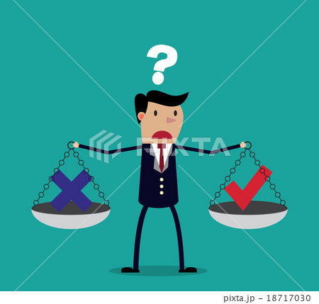 Cartoon businessman balancing cross Cartoon businessman balancing cross 18717030