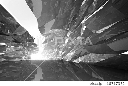 Corridor of rugged walls and glowing end, 3d Corridor of rugged walls and glowing end, 3d 18717372