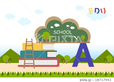 education flat background with blackboard and book 18717441