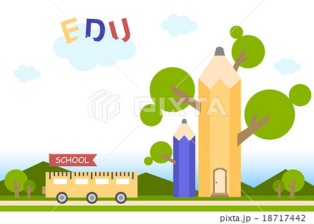 education flat background with tree pencil and sch 18717442