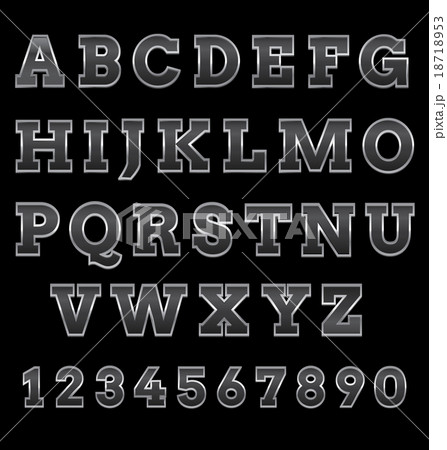 Iron Fonts on on black background, Vector 18718953