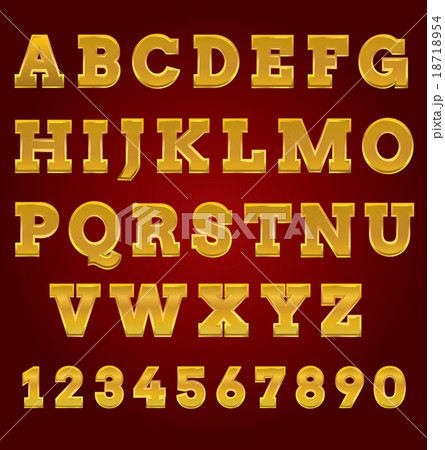 Golden Fonts on red background, Vector 18718954