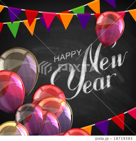 Happy New Year Lettering Chalk Composition 18719383