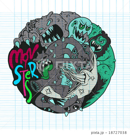 Vector illustration of Monster fight ,Flat design 18727038