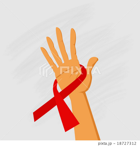 Hand Hold Red Ribbon World AIDS Day Awareness  18727312