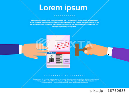 Visa Stamp Passport Flat Icon Businessman Hand 18730683
