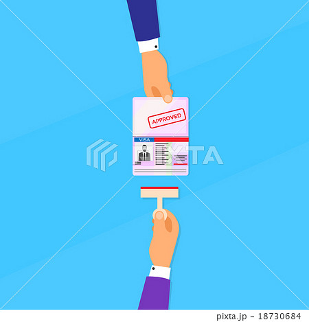Visa Stamp Passport Flat Icon Businessman Hand 18730684