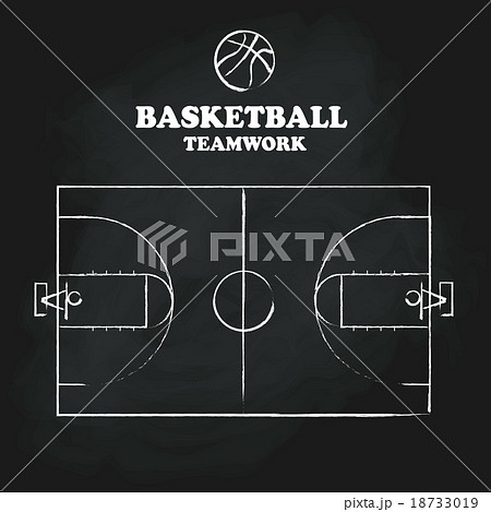 Basketball court floor hand drawn blackboard Basketball court floor hand drawn blackboard 18733019
