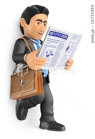 3D Businessman reading the news in the newspaper 3D Businessman reading the news in the newspaper 18733865