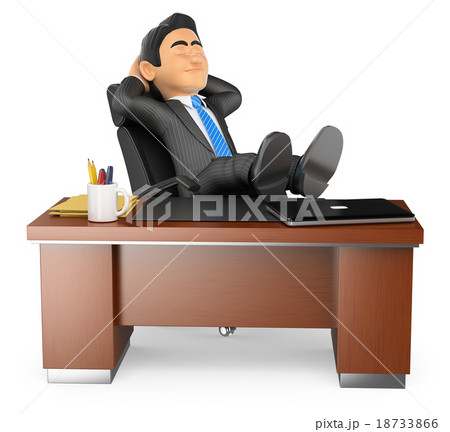 3D Businessman resting in office 18733866