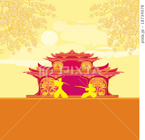 Samurai silhouette in Asian Landscape Samurai silhouette in Asian Landscape 18734076