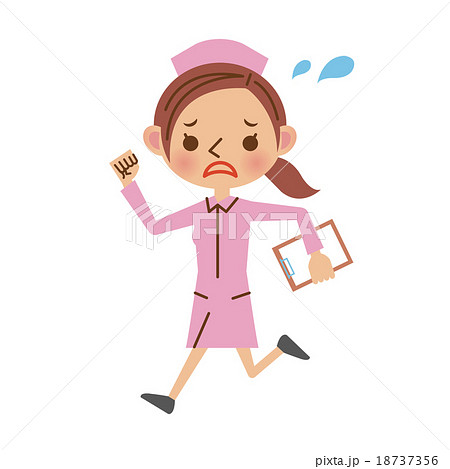 慌てる様子で走る看護師 ナース のイラスト素材