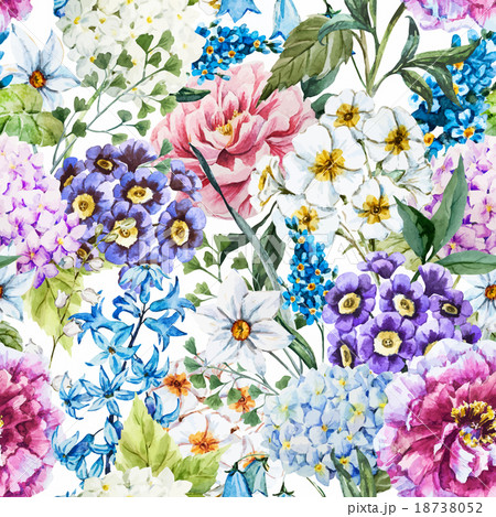 Watercolor floral pattern 18738052