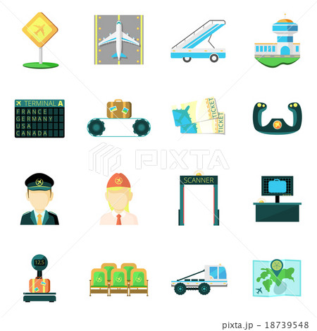 Airport flat icons set 18739548