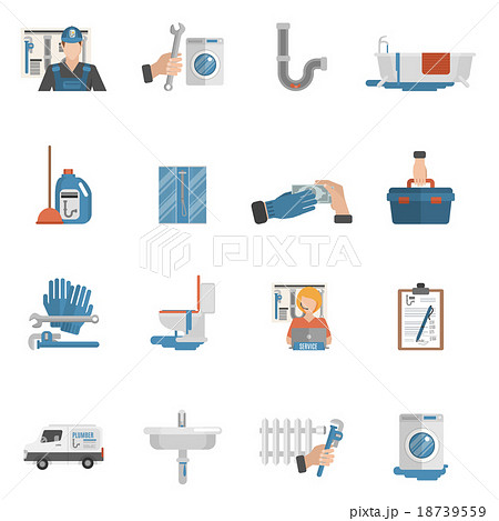 Plumber service flat icons collection Plumber service flat icons collection 18739559