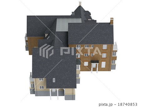 House mansion with tile roof, top view 18740853
