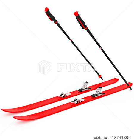 Skiing red ski poles 18741806