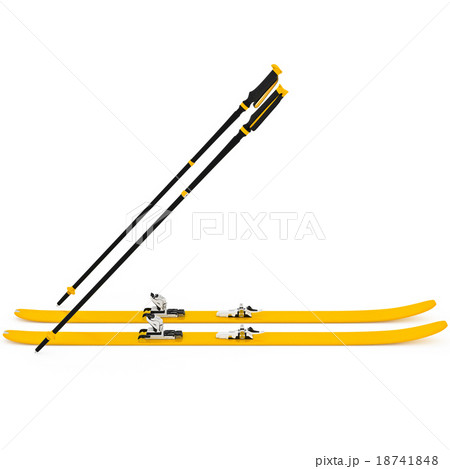 Sports skiing orange, ski poles 18741848