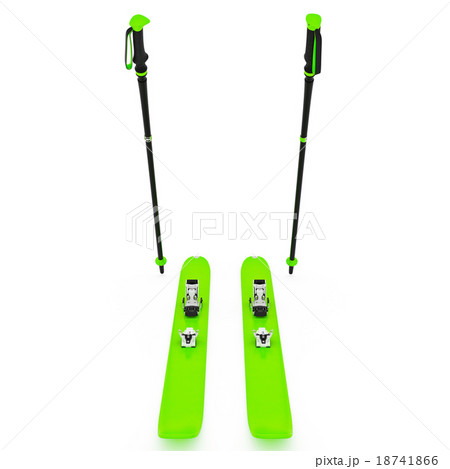 Skiing green, ski poles, front view 18741866