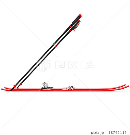 Sports skiing red ski poles, side view Sports skiing red ski poles, side view 18742115