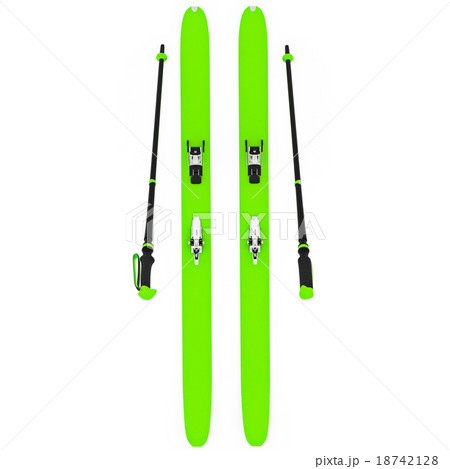 Skiing green ski poles, top view Skiing green ski poles, top view 18742128