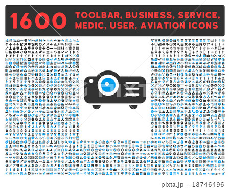 Projector Icon With Large Pictogram Collection Projector Icon With Large Pictogram Collection 18746496