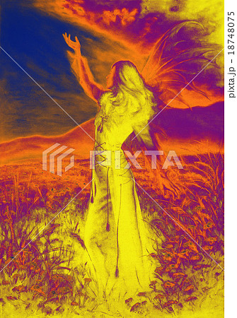 painting fairy woman in a historic dress standing 18748075