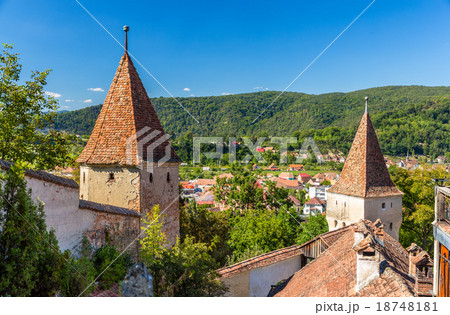 Defensive walls of Sighisoara, Romania 18748181