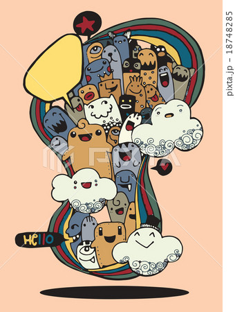 Vector illustration of Monsters and alien doodle 18748285