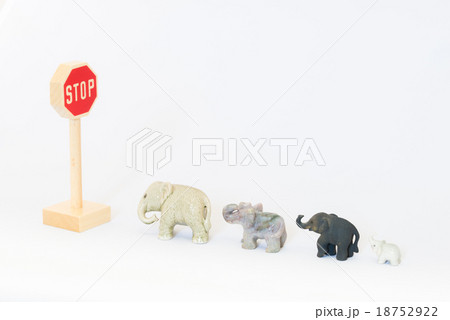 交通標識とゾウの置物 18752922