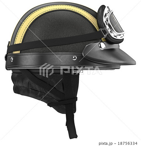 leather motorcycle helmet with goggles