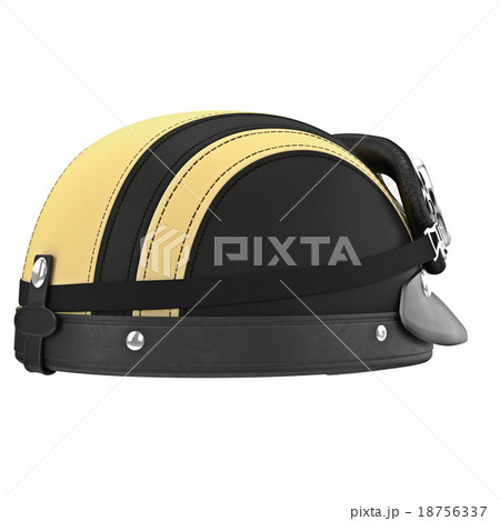 Motorcycle leather helmet with yellow stripes 18756337