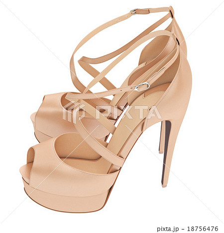 Beige sandals with heels 18756476
