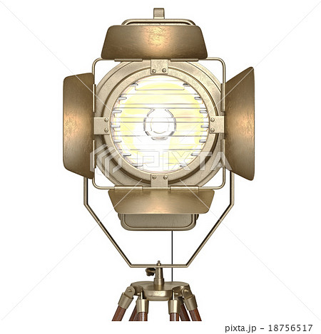 Studio spotlight with wooden tripod, front view 18756517
