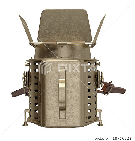 Studio spotlight with wooden tripod, top view 18756522