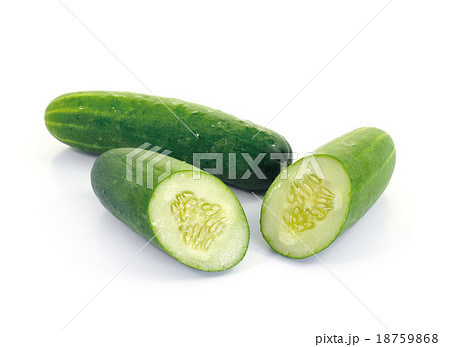Fresh cucumber slice isolated on white background Fresh cucumber slice isolated on white background 18759868